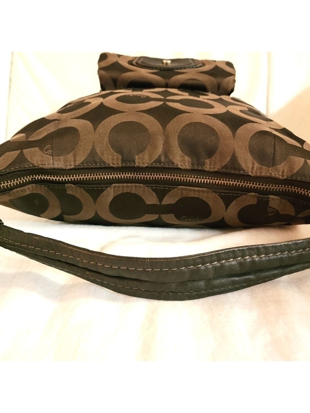 Coach Kristin Y2K Op Art Hobo Signature Monogram Shoulder Bag Chocolate Brown - Picture 7 of 16